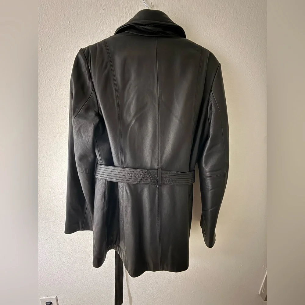 Wilson’s Black Leather Belted Jacket - Size M - Picture 13 of 16